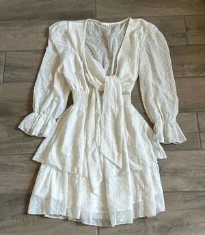 White layered tie front dress Size M thumbnail 1