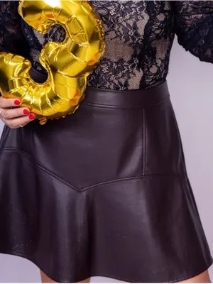 Women’s Faux Leather A-Line Skirt - Dark Brown thumbnail 3