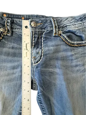 Miss Me Signature Cuffed Capri Jeans Womens 30 Rhinestone Flap Pocket Y2K thumbnail 13