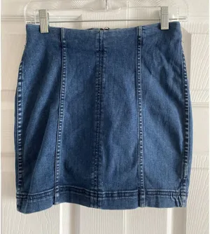 Free People Modern Femme Denim Mini Skirt Womens Size‎ 2 Blue Boho Y2K Cotton thumbnail 1