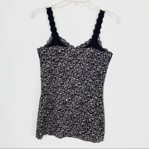 White House | Black Market Brown & Black Animal Print Lace Trim Cami Tank Top thumbnail 4