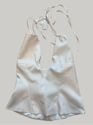 Outcast White Halter V-Neck Tank thumbnail 1