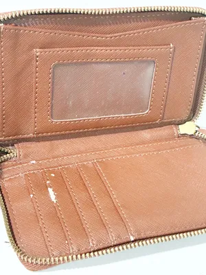 Fossil Brown Leather Full Zip Around Wristlet Wallet Multi Card thumbnail 3