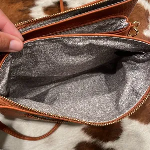 Light brown vegan leather crossbody purse thumbnail 6