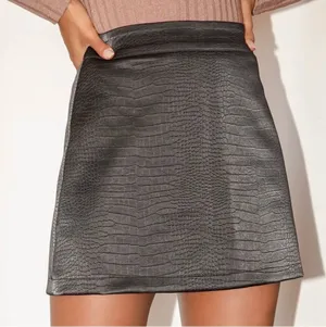 Lulus Going Boldly Black Croc Vegan Leather Mini Skirt S NWT Faux Crocodile New thumbnail 1
