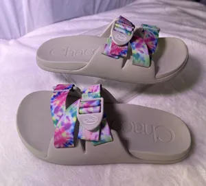 Chacos Slide Sandals with Pastel Tie-Dye Straps thumbnail 1