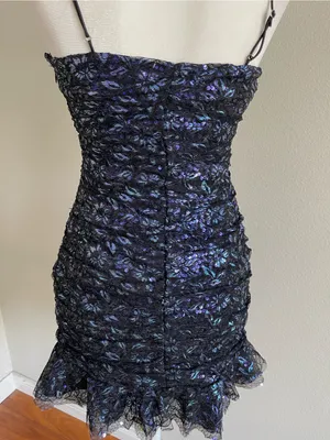 For Love & Lemons Black Iridescent Floral Lace Mini Dress thumbnail 6