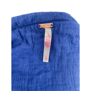 Free People Blue Gauze Ruffle Smocked Tube Skirt Mini Size L thumbnail 3