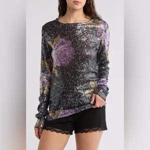 Intimately Free People Gold Rush Floral Sequin Long Sleeve Top thumbnail 12