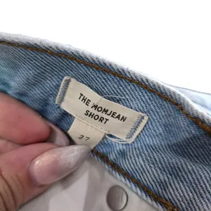 Madewell The Momjean Shorts Light Wash Denim 27 raw hem distressed button fly thumbnail 6