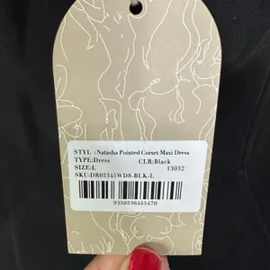 NEW Meshki NATASHA Pointed Corset Maxi Dress Size Large Black Slit Cocktail Gown thumbnail 3