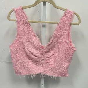 Zara Pink Textured‎ Tweed Women's 2 Piece Set Skort Cropped Top Med 2647/651/620 thumbnail 2