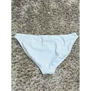 Tory Burch Miller Light Blue Bikini Bottom Low Rise Silver Logo Buckle Size L thumbnail 6