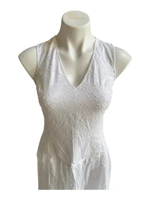GAP Eyelet Drop-Waist Maxi Dress White XS Petite NWT thumbnail 7