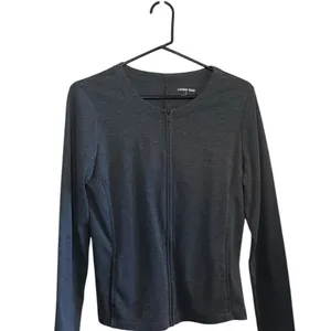 Lands End gray Cotten blend Zip Crew Cardigan loungewear basic minimalist active thumbnail 5