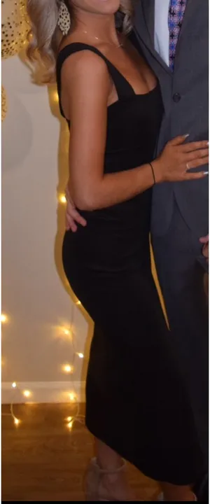 ASOS square neck midi dress with slit thumbnail 3