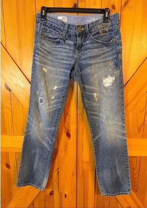 VTG GAP Real Straight Leg Jeans Medium Wash Floral Embroidered Size 26/2 (6588) thumbnail 1