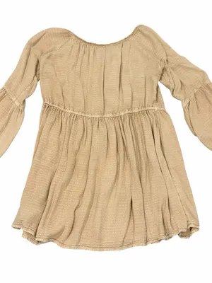 Boho Tassel Peasant mini Dress - Beige women’s one size L/XL NWOT thumbnail 3
