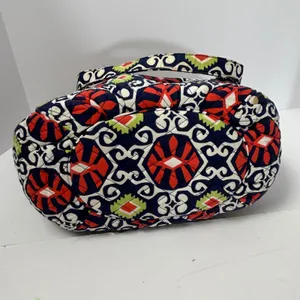 Vera Bradley Sierra Quilted Cotton Shoulder Bag Navy Red‎ Geometric Tote thumbnail 10