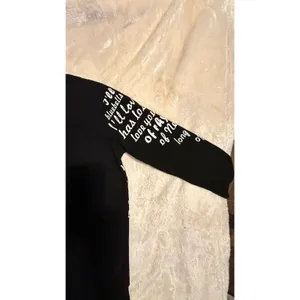 Comaekar Black Graphic‎ T-Shirt Dress Sequin Crane Bird Script Long Sleeve Mini thumbnail 11