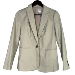 J. Crew Willa Long Sleeve Single Button Stretch Suit Coat Jacket Blazer 2 Beige thumbnail 1