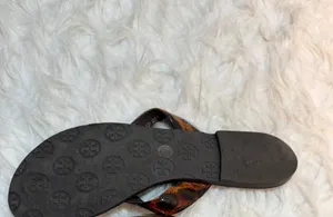Tory Burch Brown Leather Leopard Print Flats Soles 8.5 Caroline 2 Ballet thumbnail 5