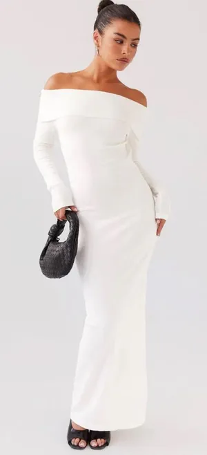 Peppermayo Alexandra Off Shoulder Knit Maxi Dress - Ivory Womens Size S / M‎ thumbnail 1