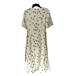 Moon River Polka Dot Midi dress SIZE MEDIUM Cream/brown Linen Blend thumbnail 3