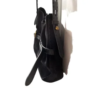 Michael‎ Kors Black Suede Leather Tote Bag Gold Hardware Crossbody Large Rare thumbnail 7