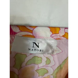 Natori Pink Floral Rayon Caftan Sleeve V-Neck Medium thumbnail 3