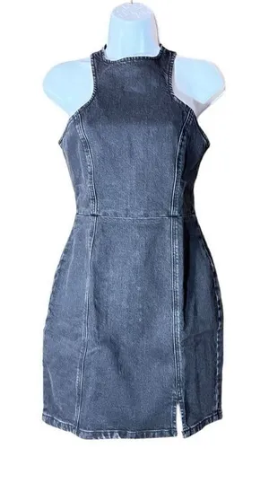 ASOS Denim Racer Dress In Washed Black 0‎ thumbnail 1