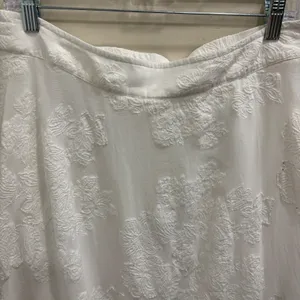 Soft Surroundings White Floral Embroidered Lace Trim Crepe Midi Skirt Large Boho thumbnail 4
