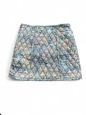 Free People Darla Quilted Mini Skirt Blue and Peach Floral Sz 4 Cottage Dainty thumbnail 4