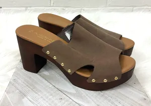 A.Giannetti Genuine Leather Heeled Mules Sandals Size 7.5 thumbnail 1