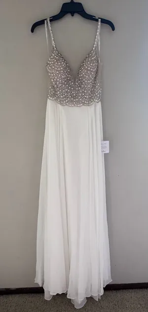 NWT Lulus Size 6 True Love White Beaded Rhinestone Maxi Dress Wedding Gown thumbnail 4
