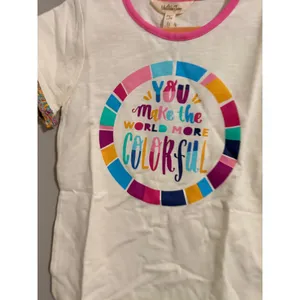 Matilda Jane Graphic Tee Girls 6 Cream Colorful Fringe Short Sleeve T-Shirt thumbnail 2