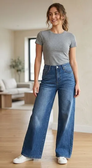 !iT Jeans Mid Rise Relaxed Wide Leg Dark Wash Denim Jeans Size 8 29 NWT thumbnail 1