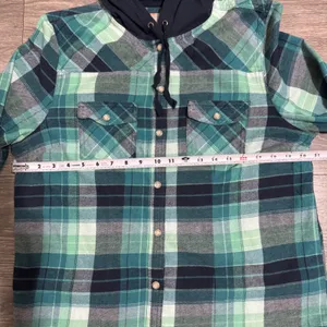 Legendary Whitetails Womens Green Plaid Hooded Flannel Shirt Large 6578 Shacket‎ thumbnail 8