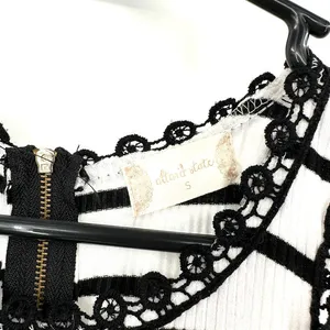 Altar'd State size Small white with black stripes and black crochet‎ accents thumbnail 2