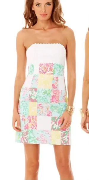 Lilly Pulitzer Franco Multi State Patch Print Strapless Tie Back Dress Women’s 0 thumbnail 1