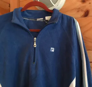 Fila Adorable Blue/White Fleece Quarter Zip Pullover Sweatshirt Top thumbnail 2