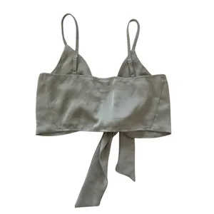 Princess Polly Crop Top Tie Front Tank Top Adjustable Straps Size 2 Sage Green thumbnail 2
