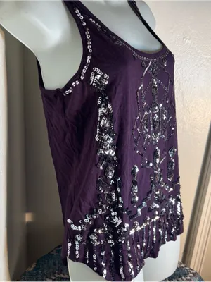 Express Women's Purple Sequin Embellished Tank Top. Size S/P thumbnail 3