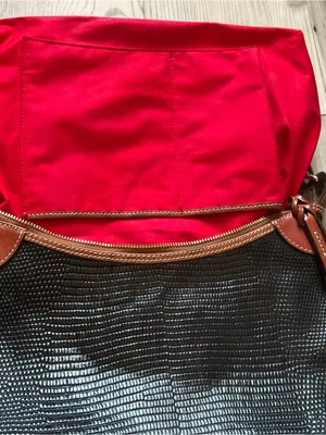 Dooney & Bourke black lizard embossed with rich brown leather hobo bag purse thumbnail 15