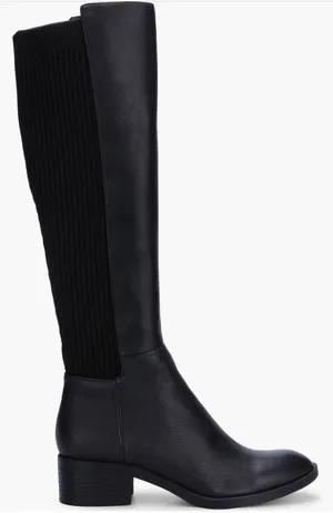 Kenneth Cole Levon Black Rib Knit Leather Knee High Riding Boots 9 thumbnail 1