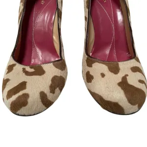 Kate Spade NY Cow Print Block‎ Heel Pump Women’s 9 Calf Hair Italy Tan Brown thumbnail 3