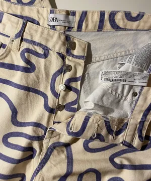 ZARA straight leg print jeans thumbnail 4