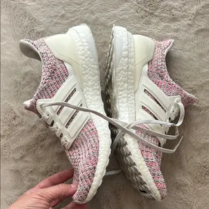 Adidas Women's Ultra Boost Pink and White Sneakers thumbnail 9