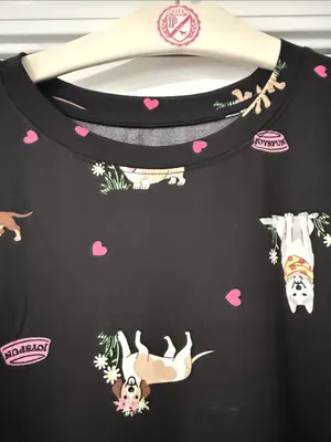 Joyspun Women’s Dog Print Cute Short Sleeve 2 PC Pajama Set Small NWT thumbnail 6