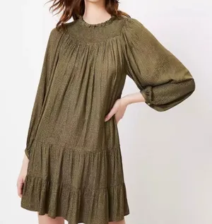LOFT Smocked Yoke Swing Dress Size M thumbnail 1